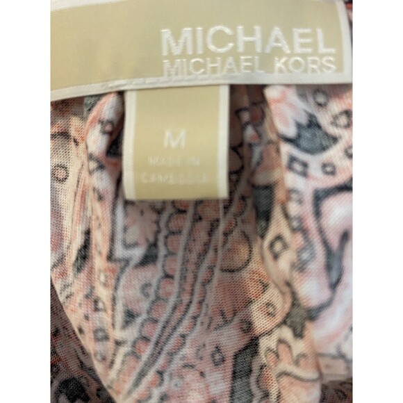 F. Michael Kors Top Size M Paisley Multicolor Pink Top Ruffle Sleeve NWT $64 - Picture 8 of 11